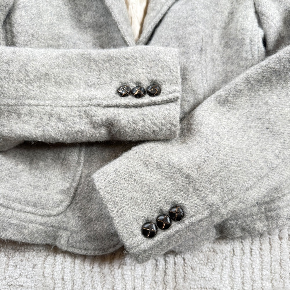 Banana Republic Wool Blazer Womens 4 Grey Tailored Preppy Old Money Vintage Y2K - Picture 13 of 16